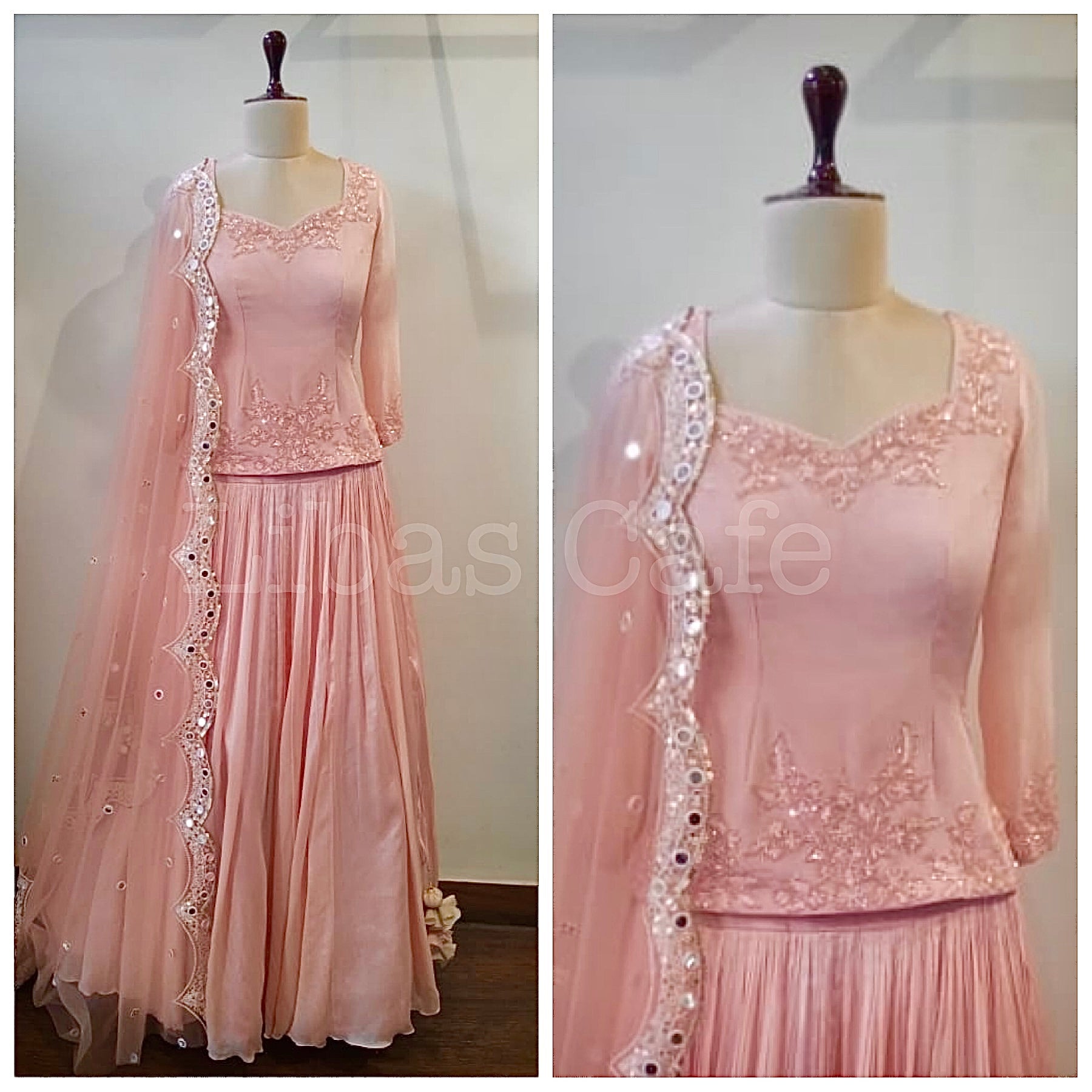 Peach Long Top Lehenga